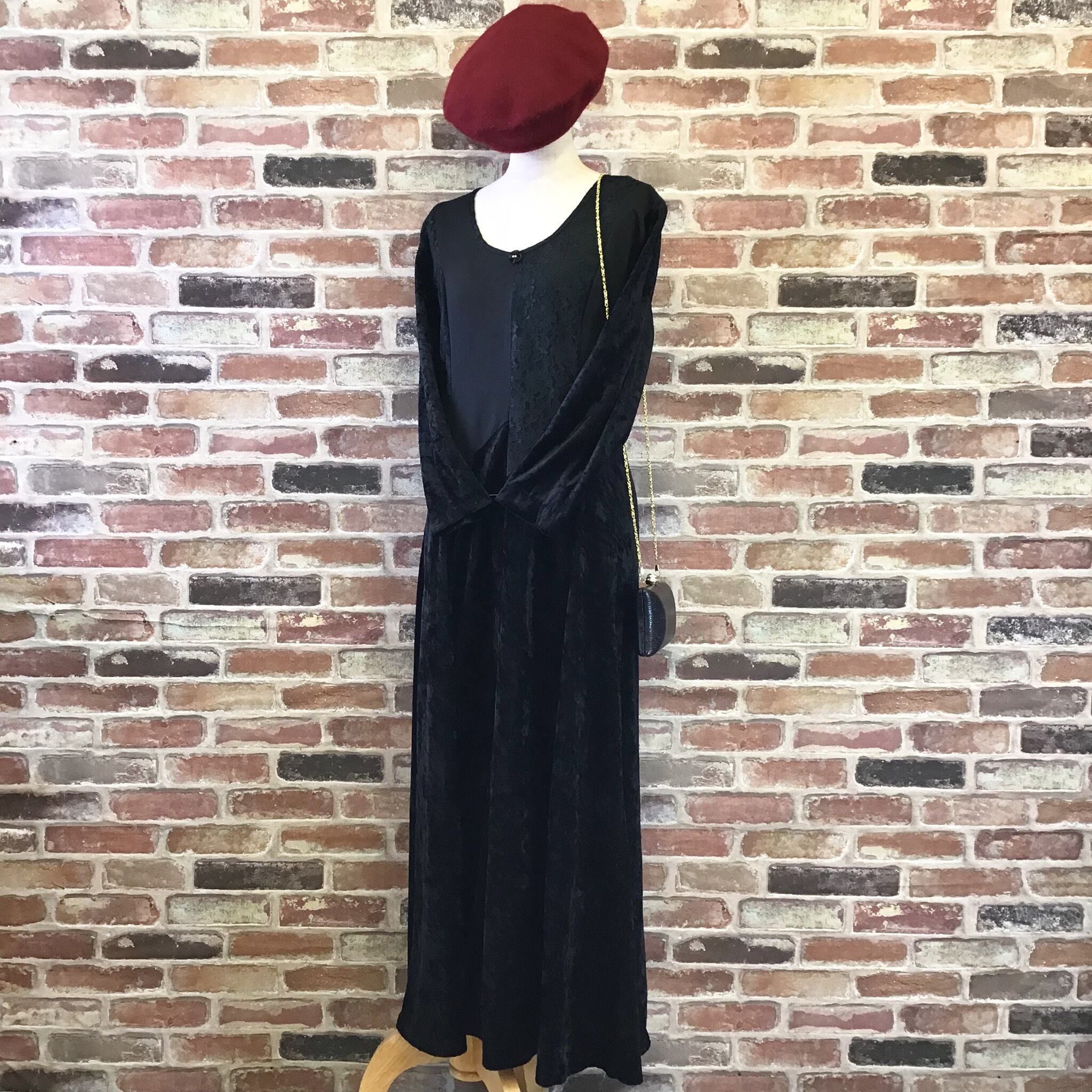 MADE IN U.S.A. Velour Lace Black One-piece