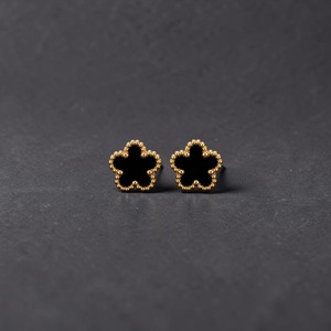 ルエッジ ブラックフラワーピアス / サージカルステンレス