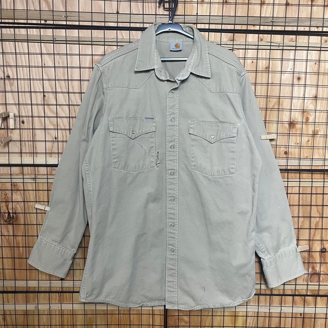 Carhartt カーハート L/S ウエスタン ワークシャツ 厚手コットン オーバーサイズ サイズ XL相当 ベージュ