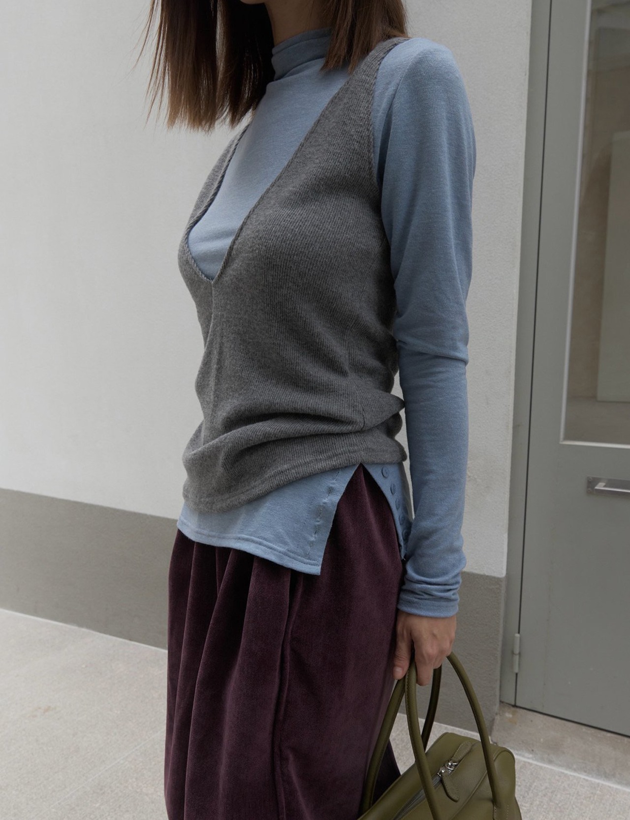 【新作5％OFF・3日間】Button Slit Tops _6colors