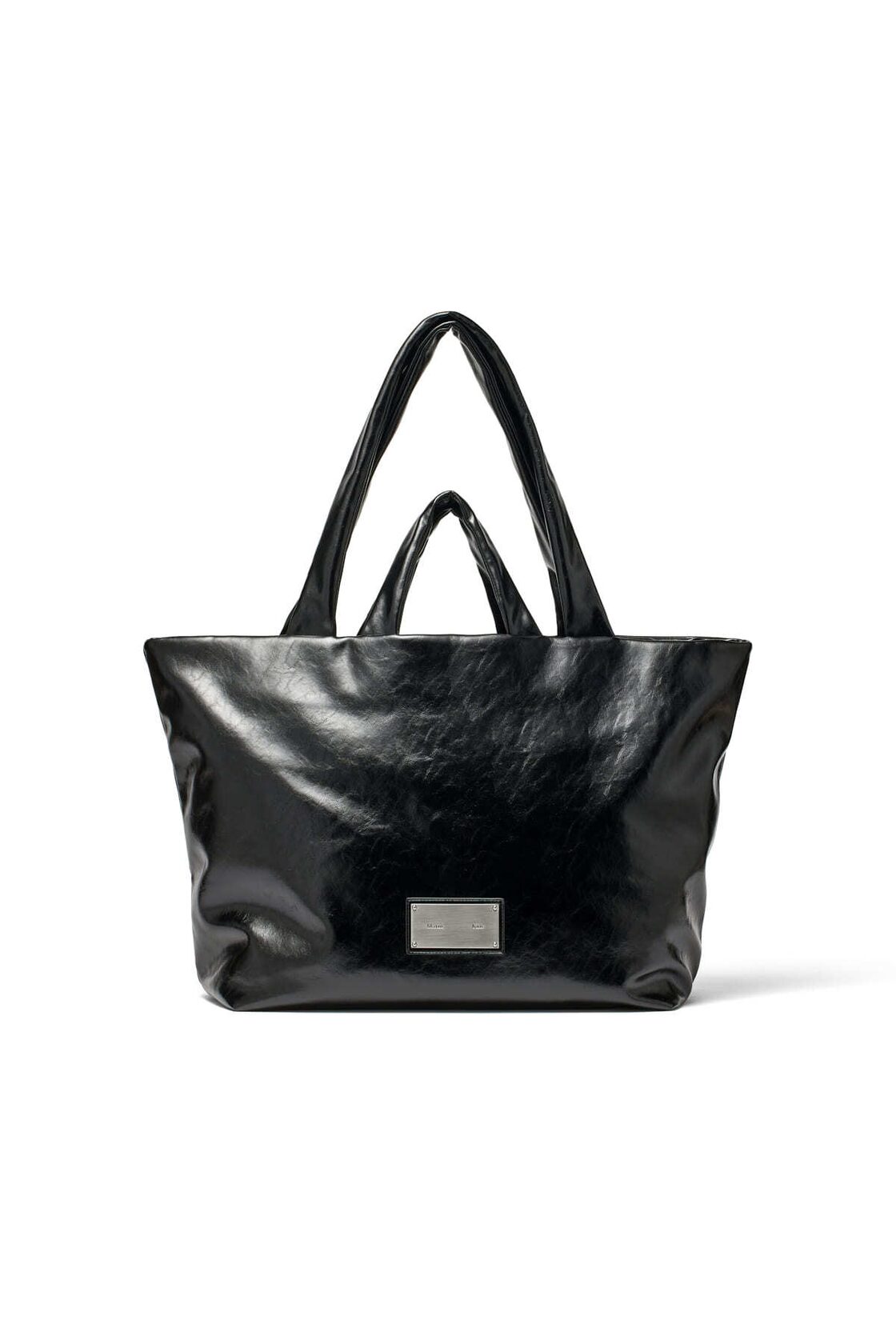 Matin Kim] EMBOSSED LOGO LEATHER MAXI BAG IN BLACK 正規品 韓国 