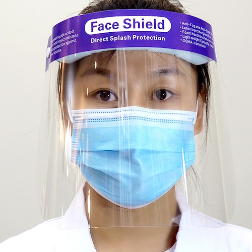 感染・飛沫防護に～透明フェイスガード プラスチック製 簡易防護面 フェイスシールド