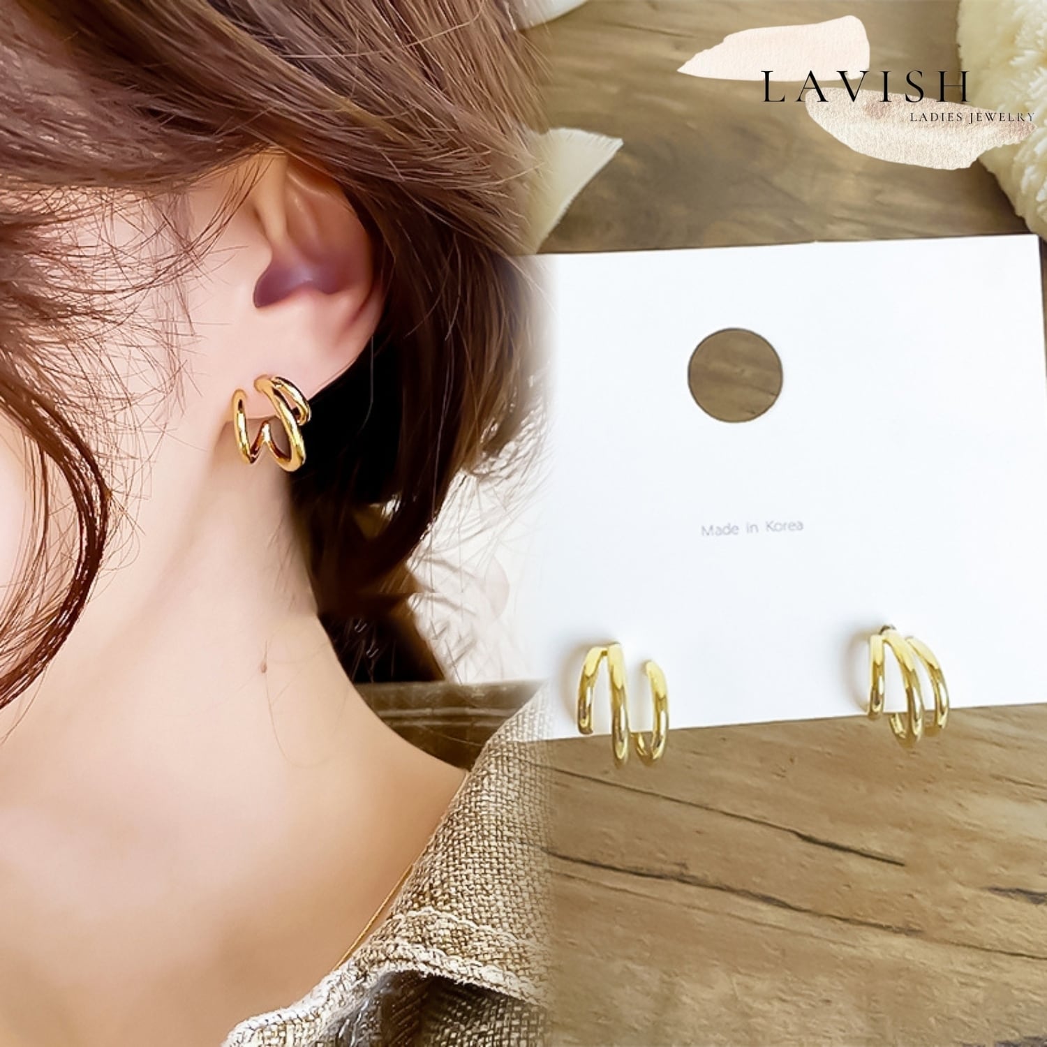 3連デザイン ピアス レディース pierce