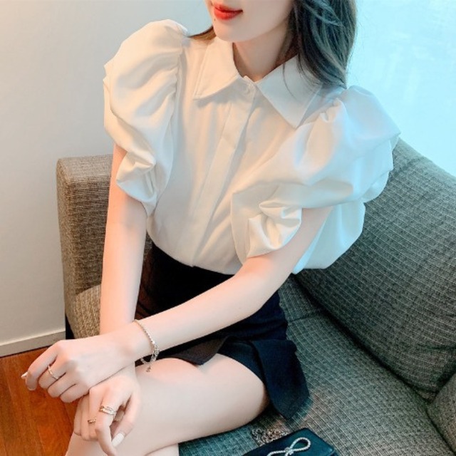 パフスリーブ ブラウス_H128