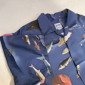 HOUSTON/ヒューストン x伊藤若冲COTTON RAYON ALOHA SHIRT(魚くし)/アロハシャツ