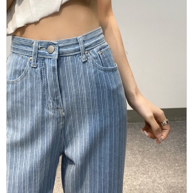 stripe pattern full length wide pants la2717