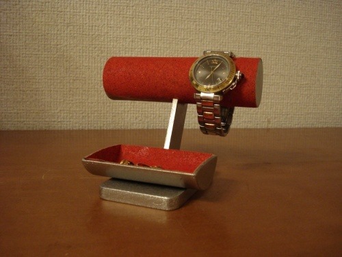 腕時計スタンド　ラッピング　ハンドメイド　ウオッチスタンド　腕時計スタンド 高級　腕時計スタンド 2本　腕時計スタンド かわいい　女性用レッド丸パイプ腕時計スタンド　ak-design　No.131108