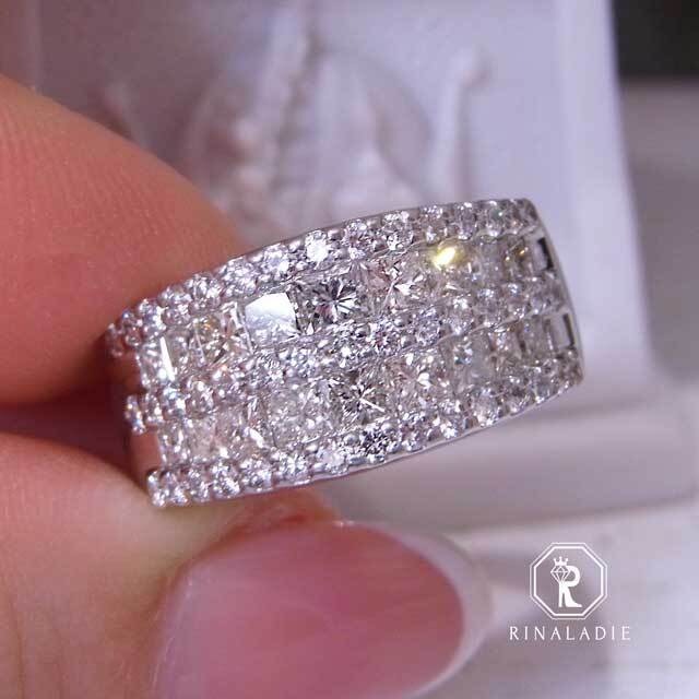 特別大特価★Pt900天然ダイヤモンド総2ctプリンセスカットゴージャスリング