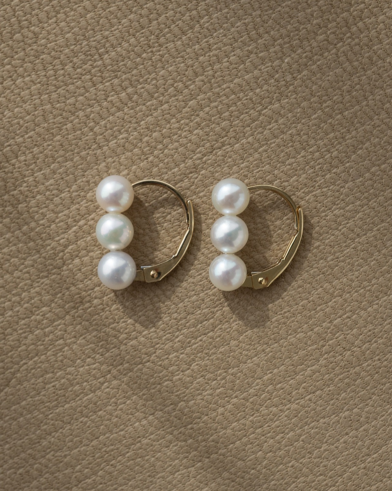 3連パールピアス-One touch／K14GF