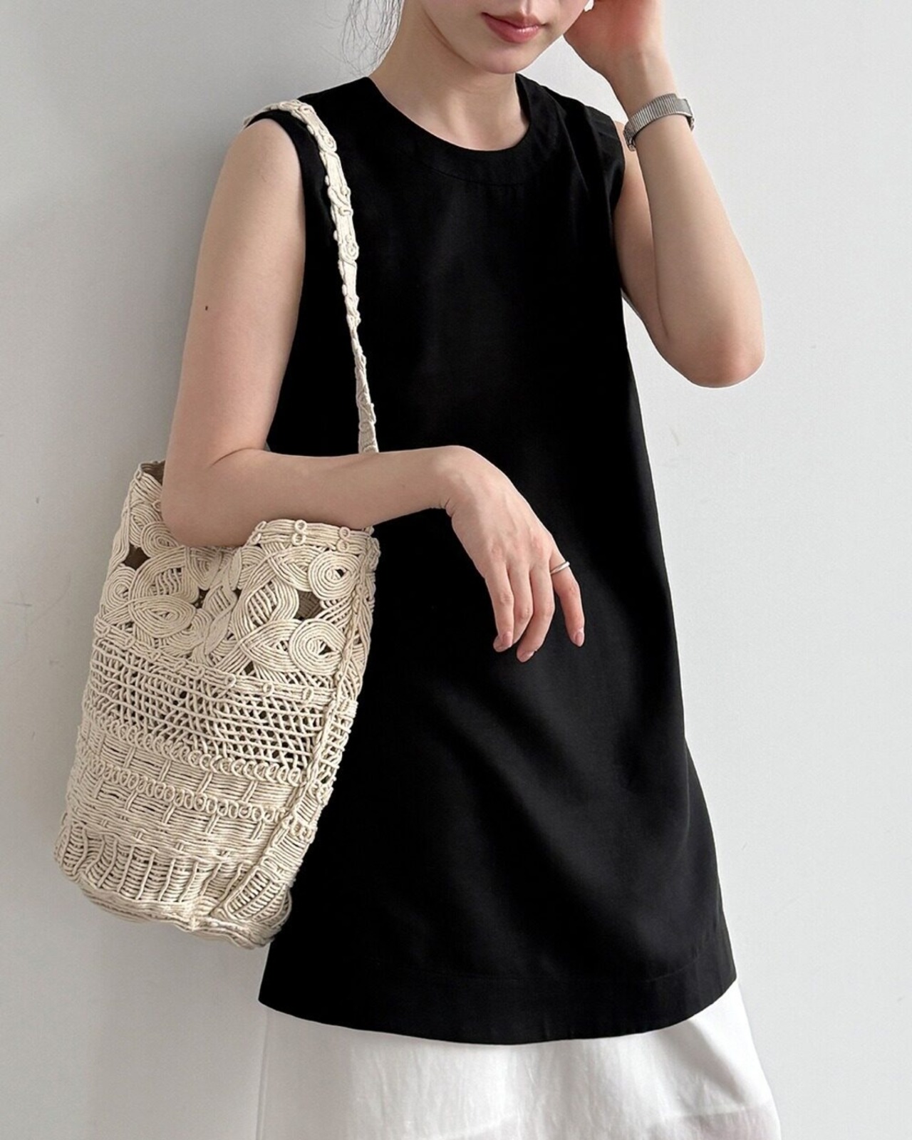 バックボタンラウンドネックロングシャツ 2color A1039 - 5