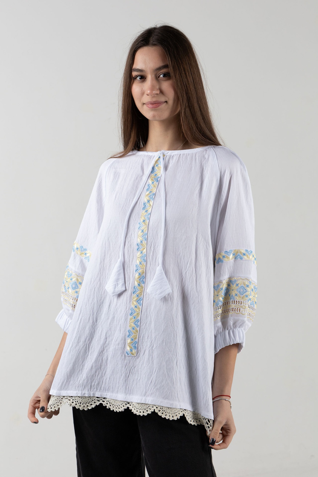 ウクライナ刺繍ヴィシヴァンカ　シルク糸　手刺繍　レディース・フリーサイズ - 5