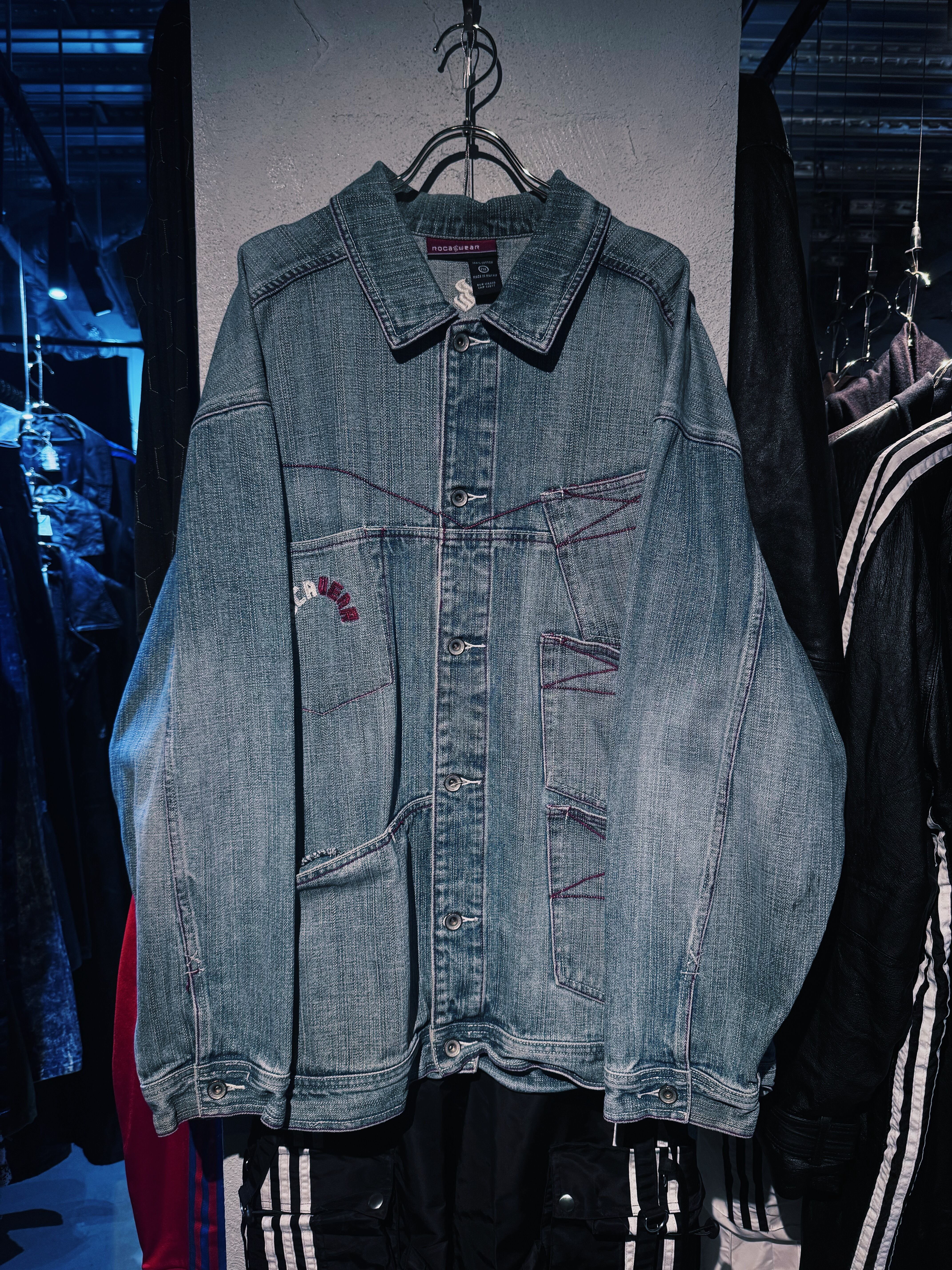 【D4C】90's vintage "ROCA WEAR" RED stitch design denim jacket