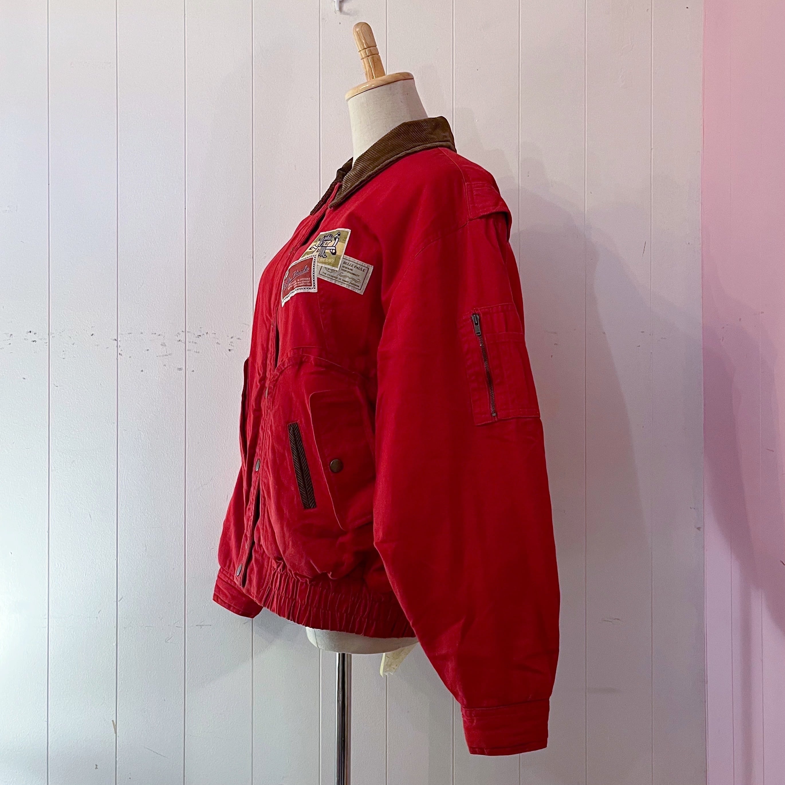 corduroy collar check liner red blouson