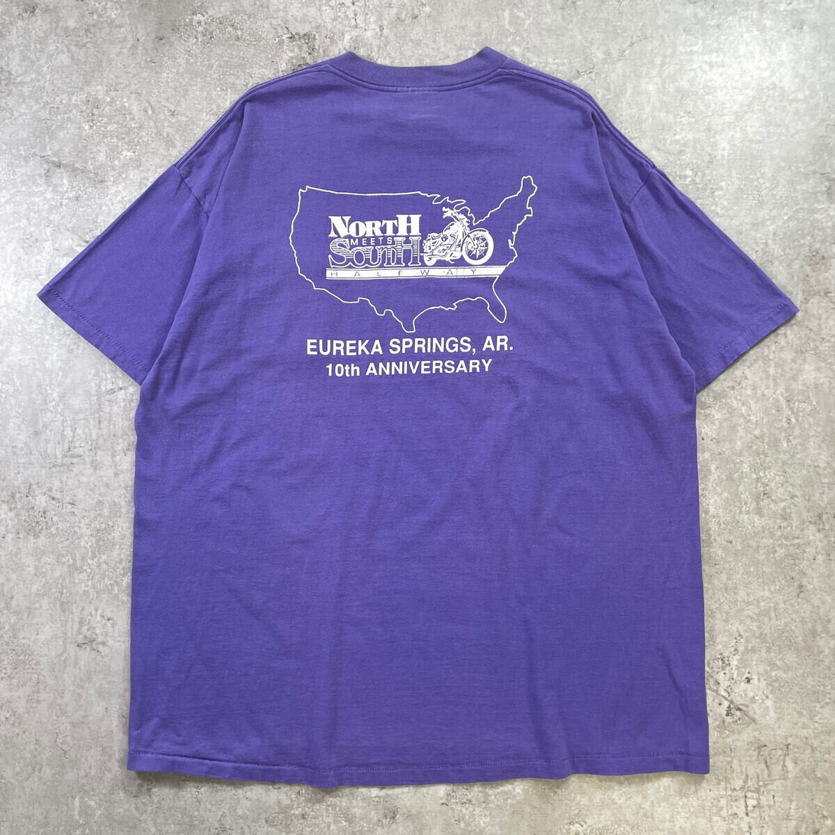 【90年代・古着】モンキーズ Tシャツ 紫色 90年代 USA製 North Meets South Halfway ポケT バイカーイベント