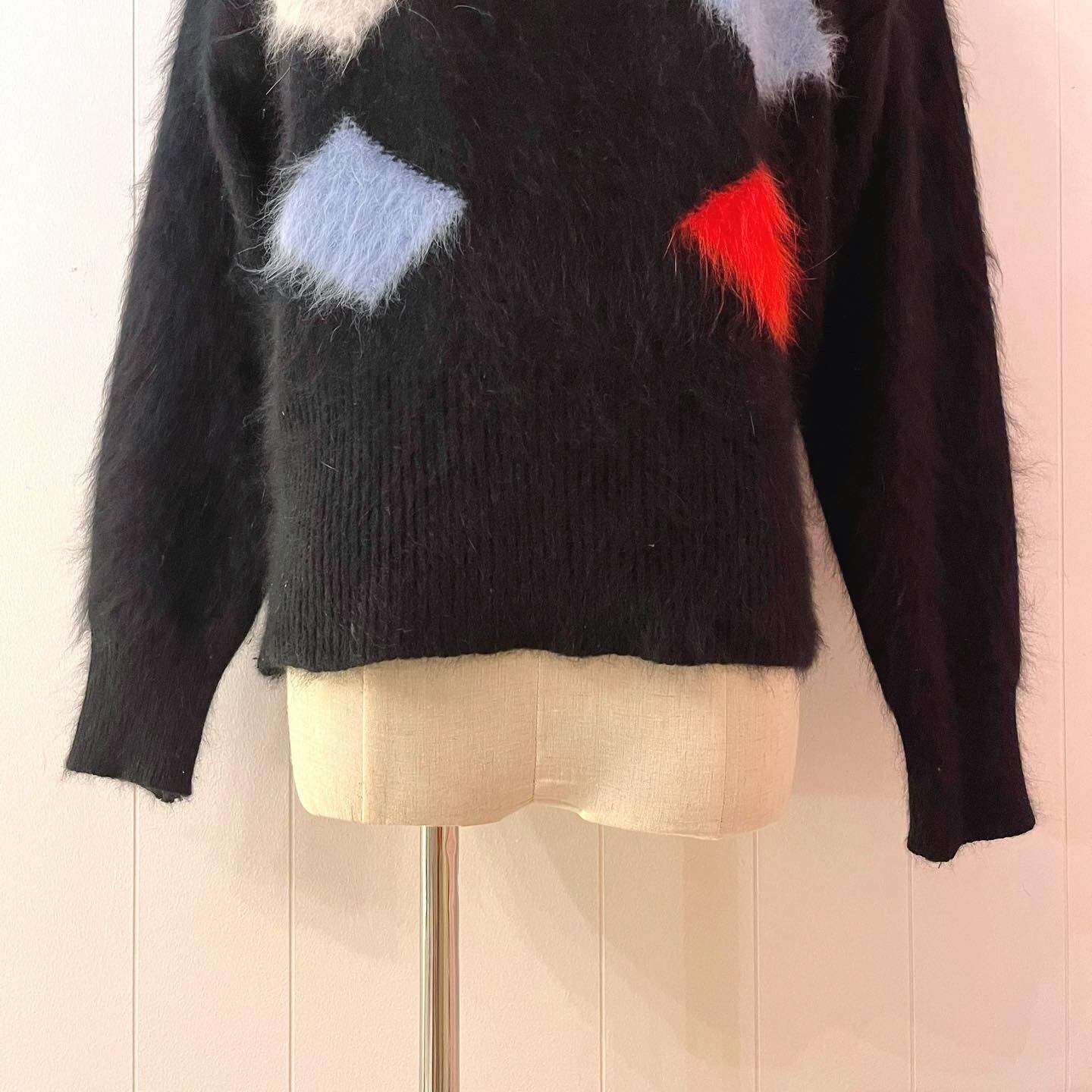 black argyle mohair turtle sweater