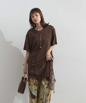 2605142 レースヘムレイヤードカットソー brown