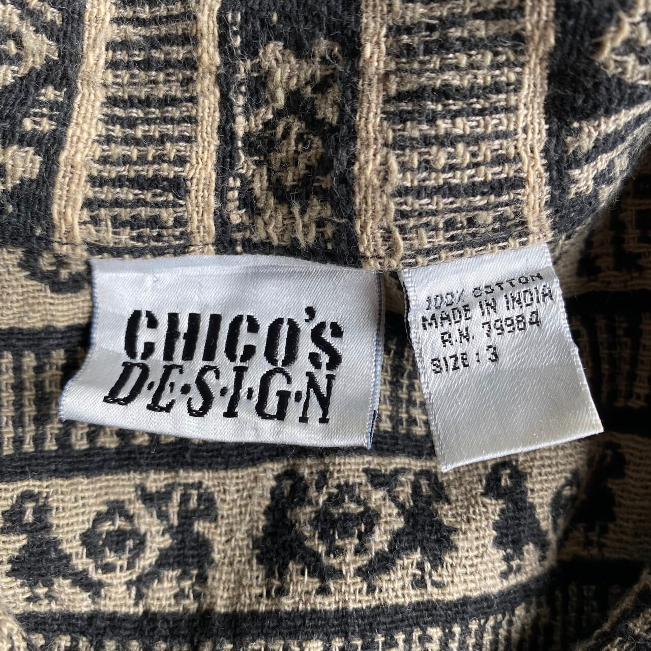 chico's design ネイティブ柄 総柄 ラグ コットンジャケット