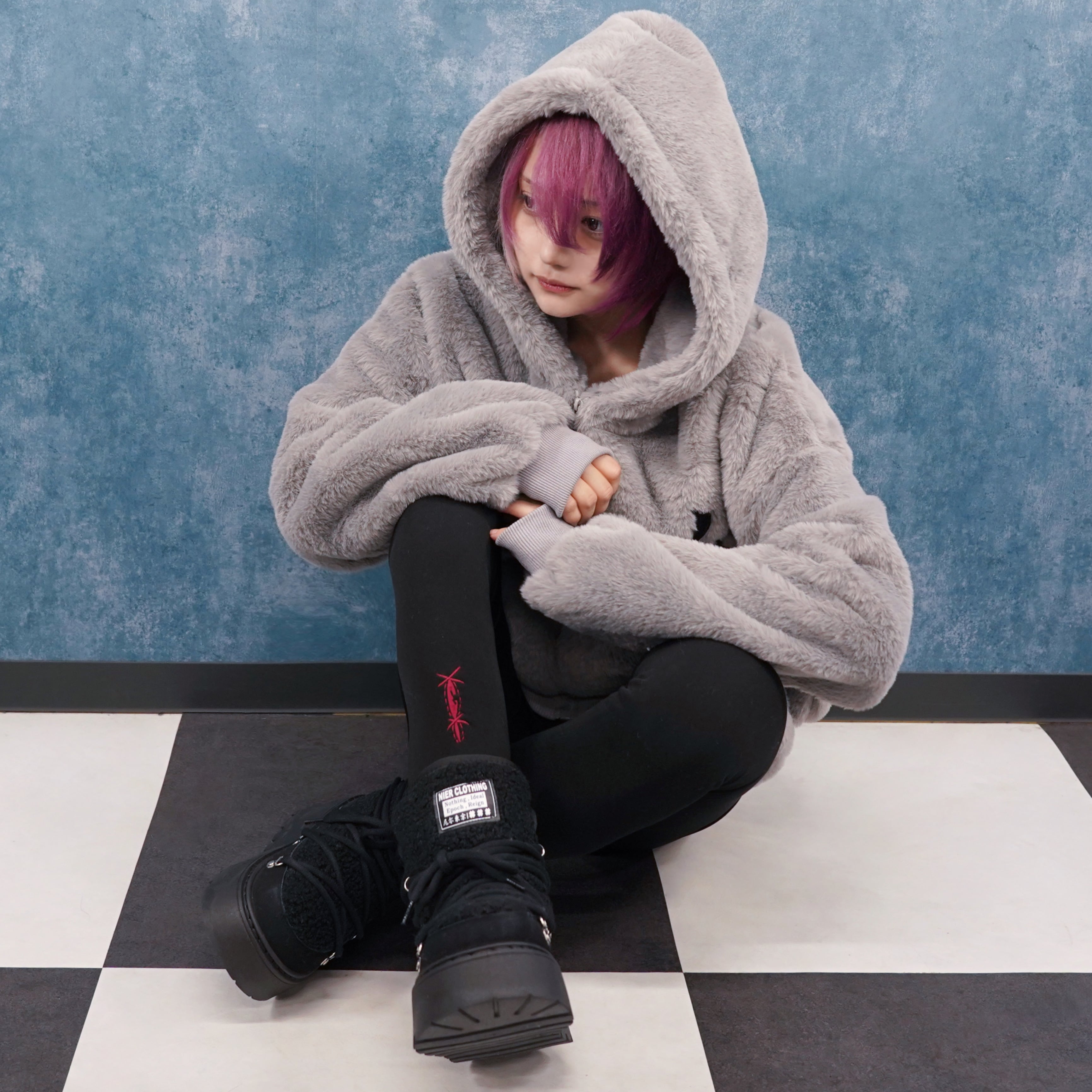 other - ダストネーション イリオスフリフニー ニットパーカー 長袖 フード付 M グレー ふわふわグレーZIP OUTER【刺繍デザイン】 | NIER CLOTHING