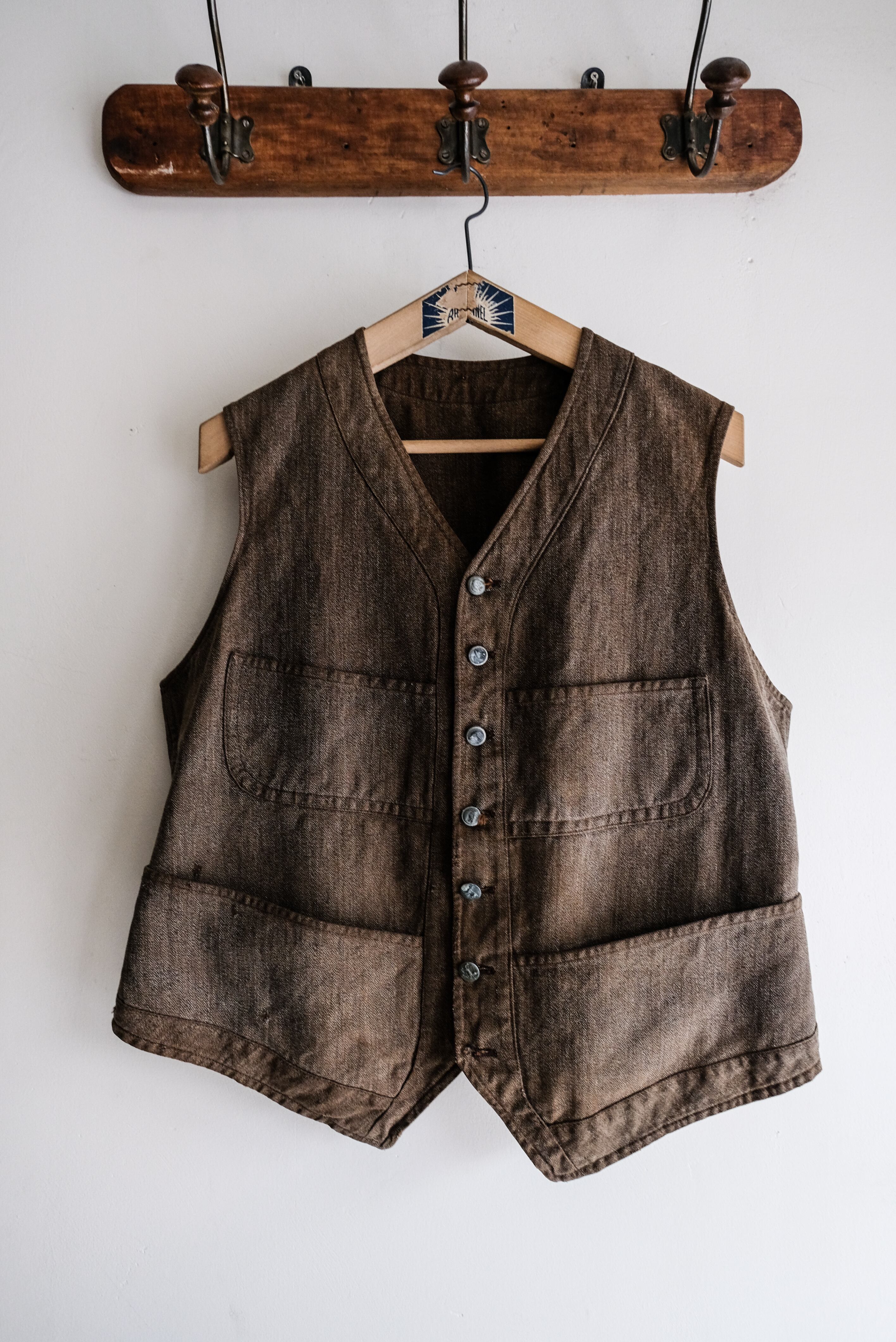 1920−1930s フランス ブラウンシャンブレーハンティングベスト