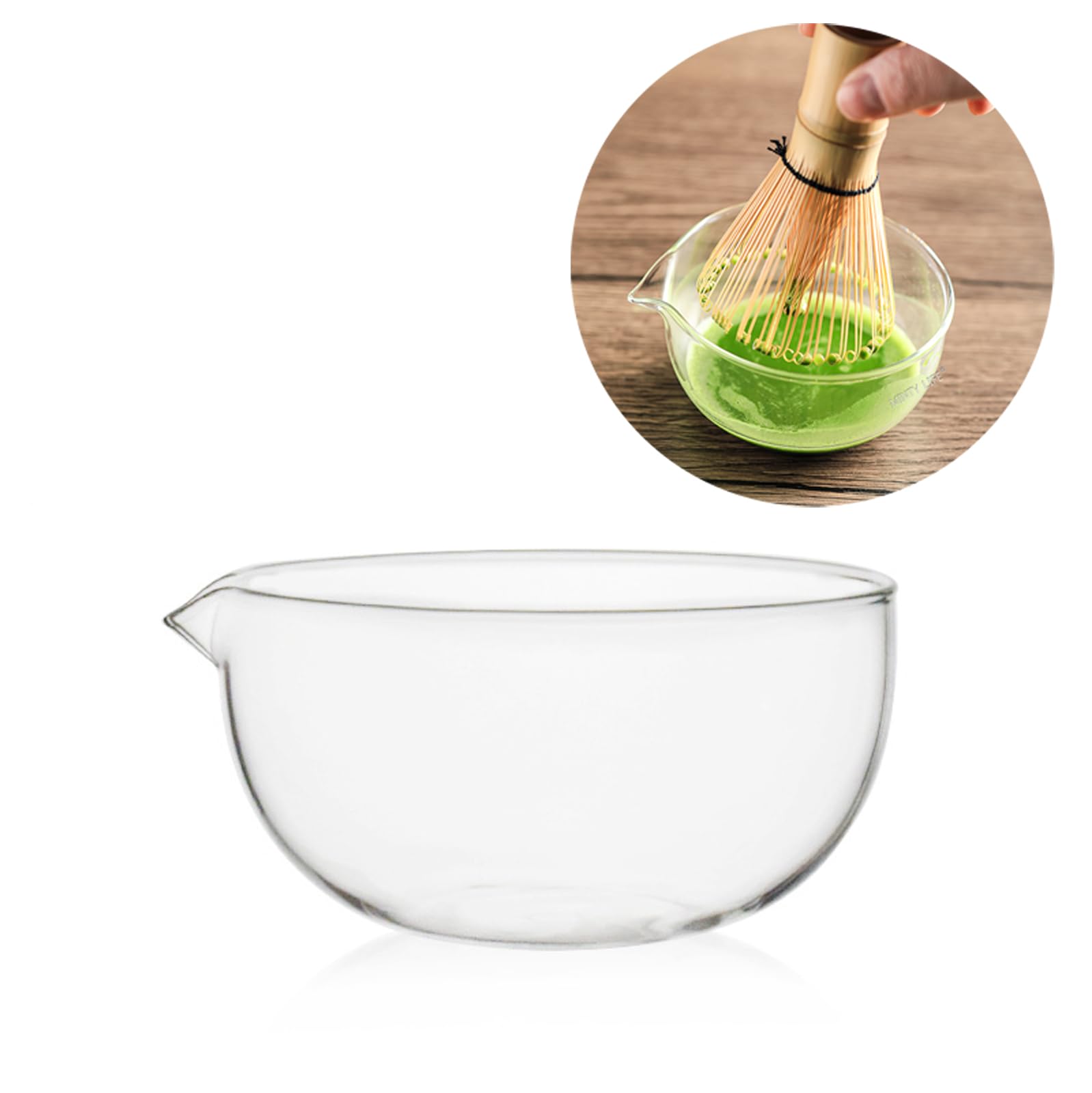【人気】抹茶碗 クリア 耐熱ガラス製 最大約11.5cm×高さ約6.2cm 茶道具 茶器 お茶碗 茶道 お茶会 練習用 (抹茶碗)