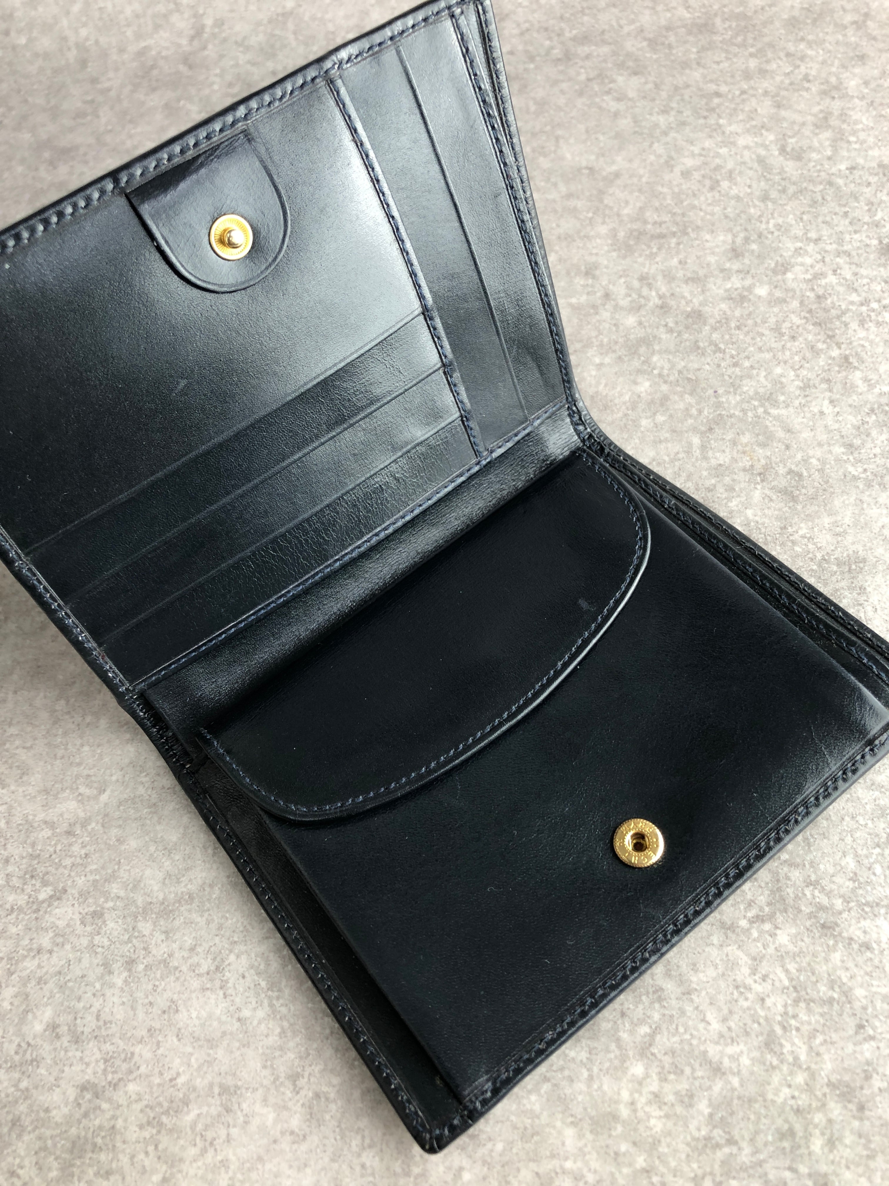 GUCCI グッチ 財布 ダークネイビー ホースシュー レザー 2つ折り