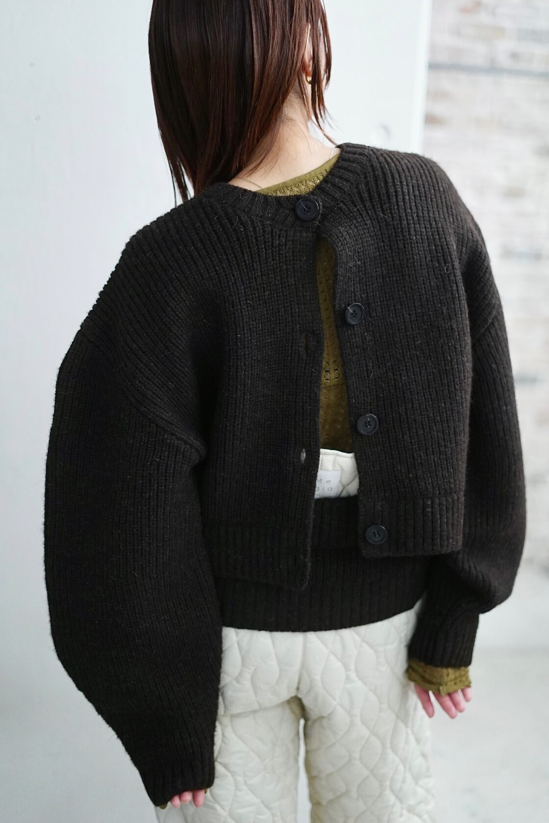 jonnlynx / British yarn arm w front cardigan ( brown / mono ) | Pay ID
