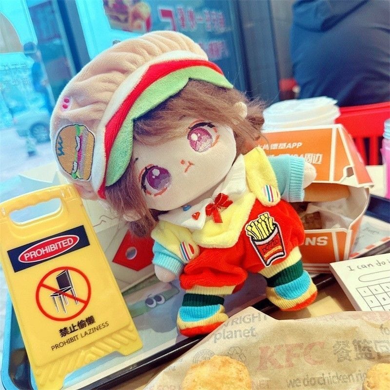 20cm】 ハンバーガー 着ぐるみ ぬい服 ぬいぐるみ 全身セット ポテト