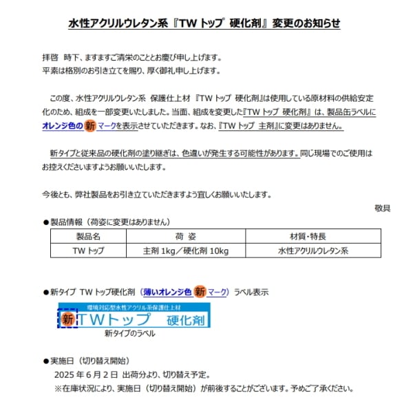 twトップ 新タイプ 11kgセット 水性アクリルウレタン系 twトップ 新タイプ 11kgセット 水性アクリルウレタン系