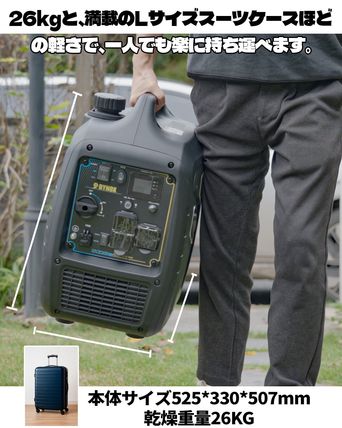 Dynox DX3500Ei インバーター発電機 3.5kVA/最大4.0kVA｜純正弦波