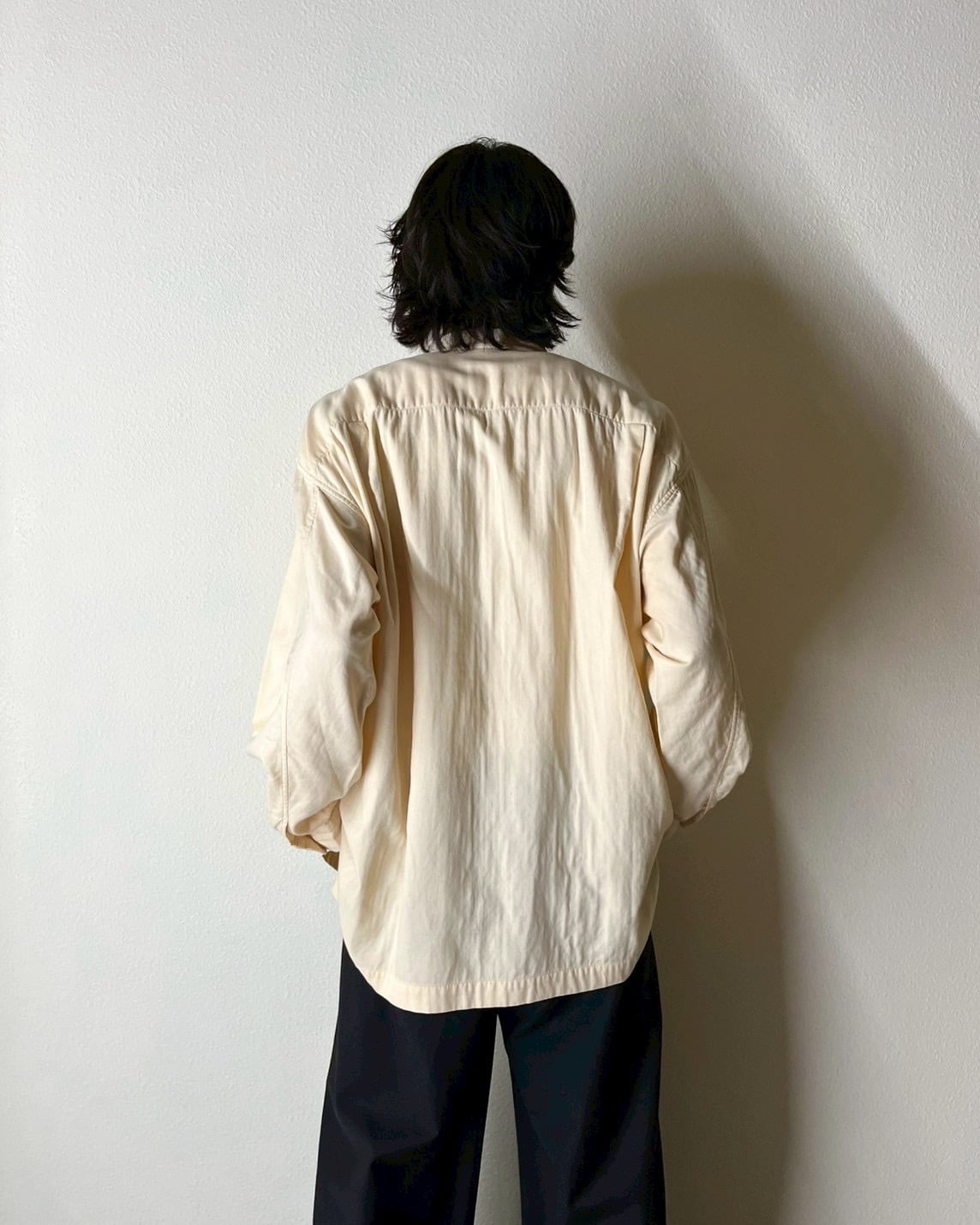 96SS ISSEY MIYAKE MEN No-Collar Cotton Gaze Shirt | VOLAR