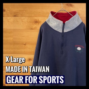 【GEAR FOR SPORTS】ハーフジップ 刺繍ロゴ ワンポイント スウェット トレーナー XL アメリカ古着