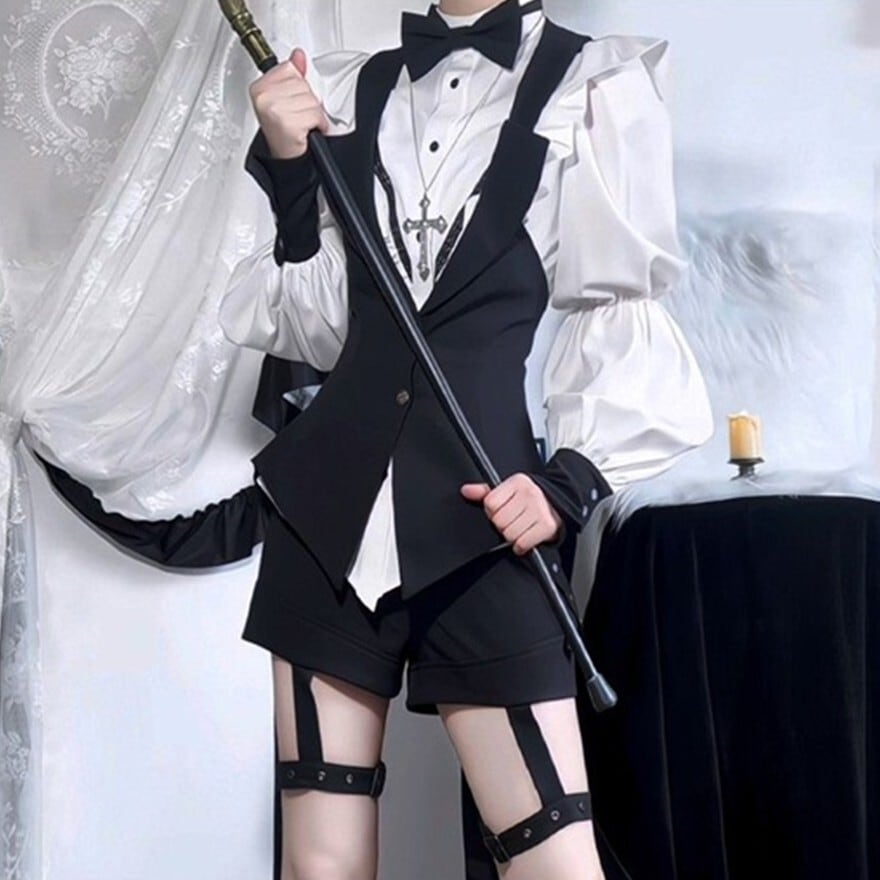 王子系 燕尾ベスト×姫袖ブラウス ショートパンツ3点衣装 | ゴスロリ