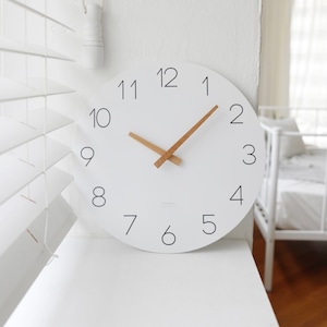 simple wood white wall clock / シンプル ウッド ホワイト 壁掛け時計