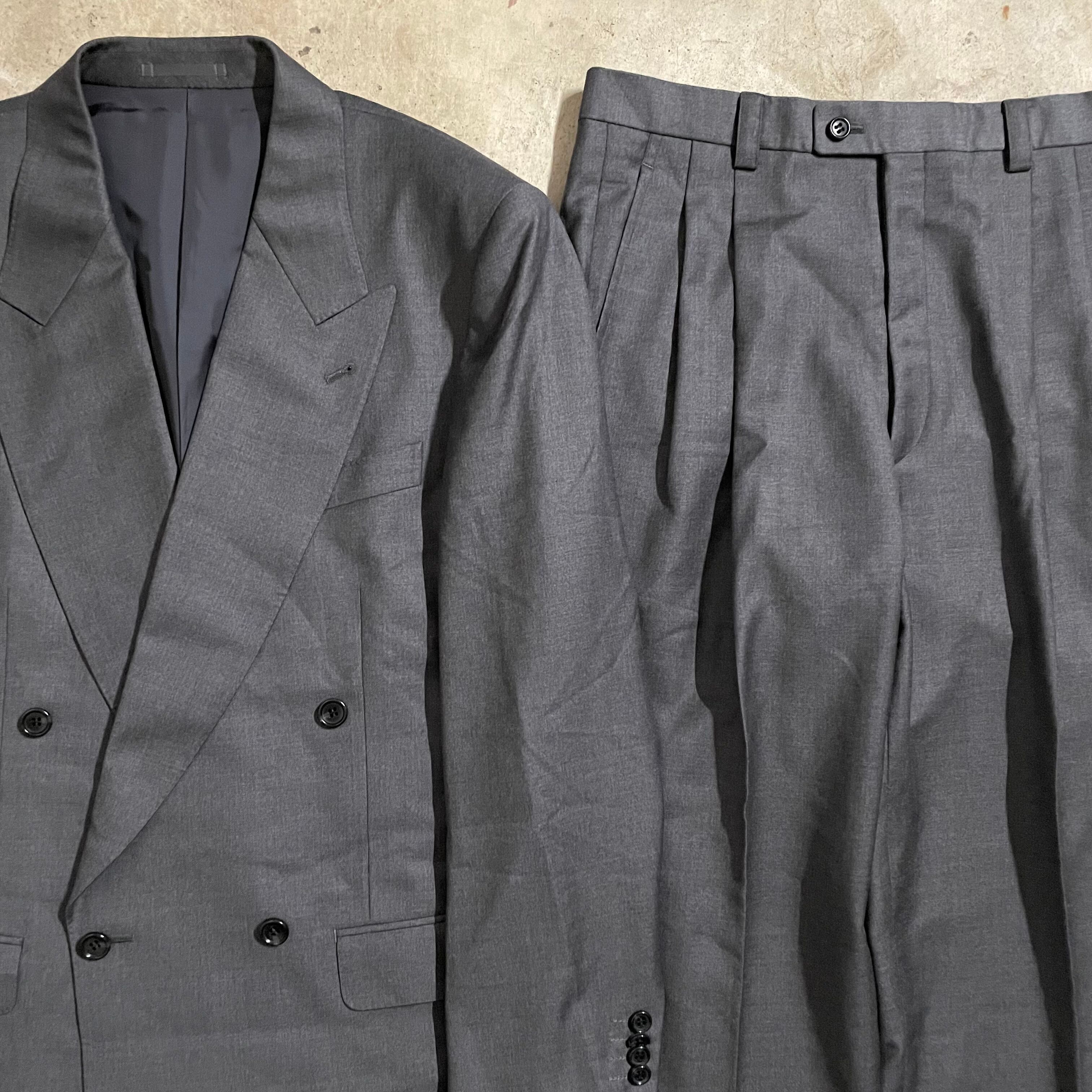 LANVIN〗retro double wool setup suit/ランバン レトロ ダブル ウール 