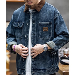 corduroy collar denim jacket A1046