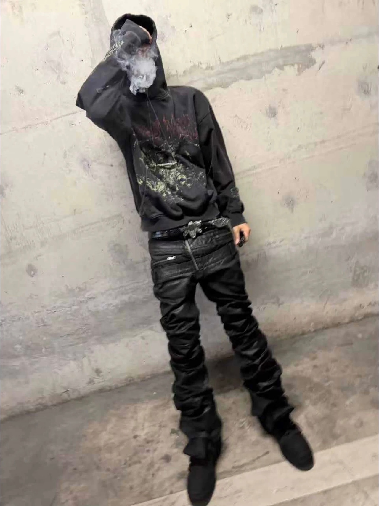 【CinderVein】Green Demon Rune Washed Hoodie