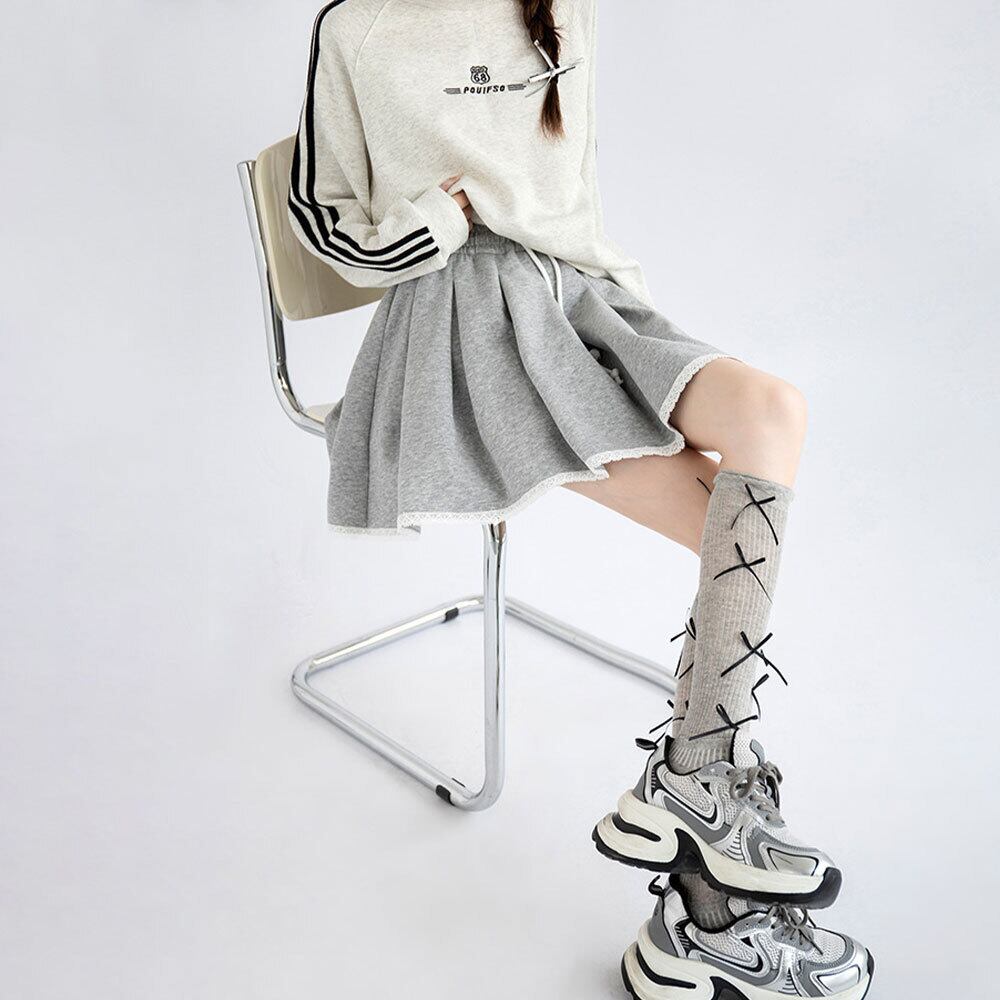 【送料無料】 スウェット プリーツ スカート レディース 春秋 韓国 ミニスカート 大人 かわいい きれいめ カジュアル おしゃれ ゆったり リラックス 大人可愛い 大人女子