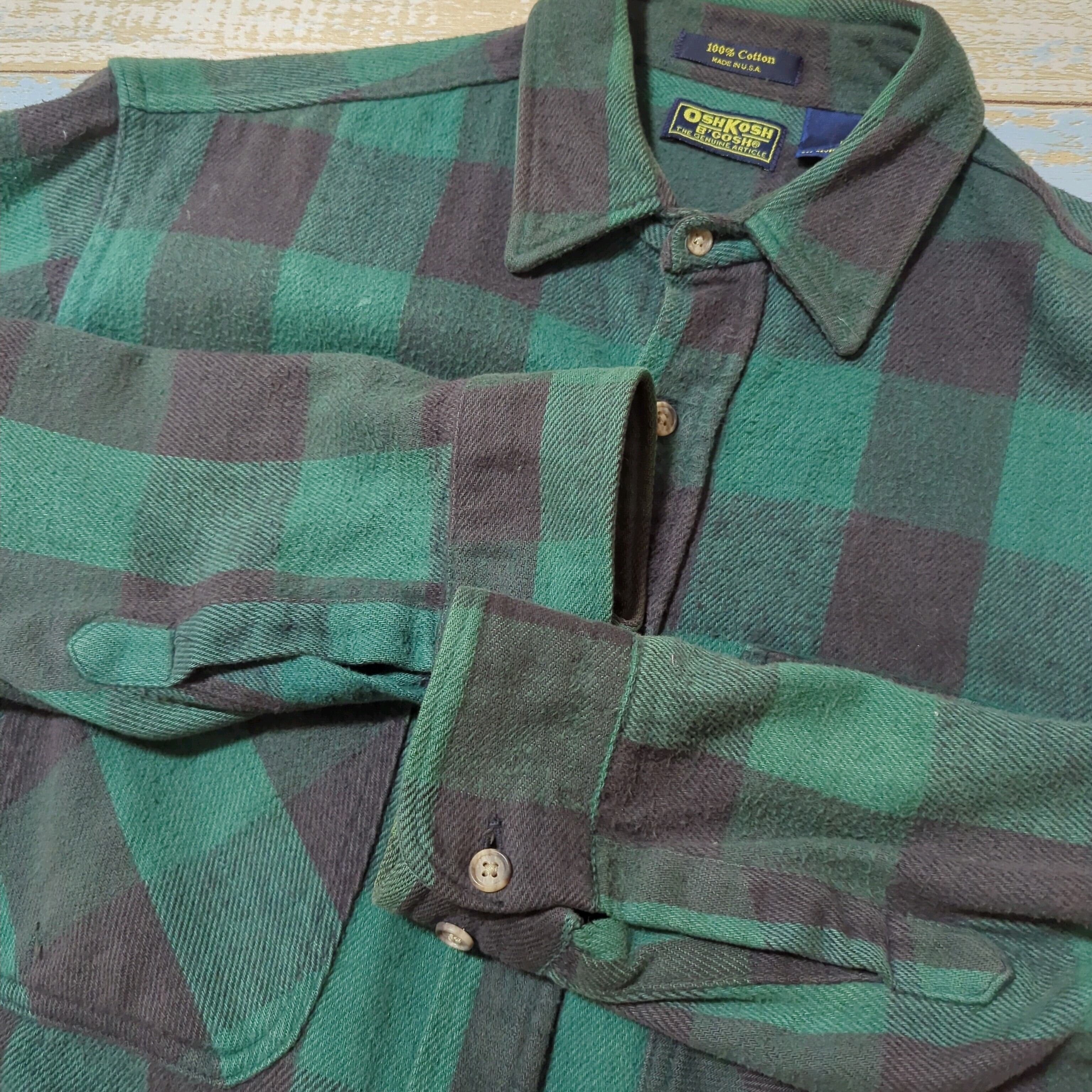 OshKosh B'Gosh オシュコシュ グリーン・ブラックチェックネルシャツ
