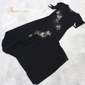 社交ダンス 衣装 スタンダード ドレス ワンピース レッスンウェア パーティ衣装 女性用 レディース オールシーズン 黒 prima boutique プリマブティック ブラック系 ラインストーン 半袖 ストレッチ ゆったり 着心地良い 演出効果 大人