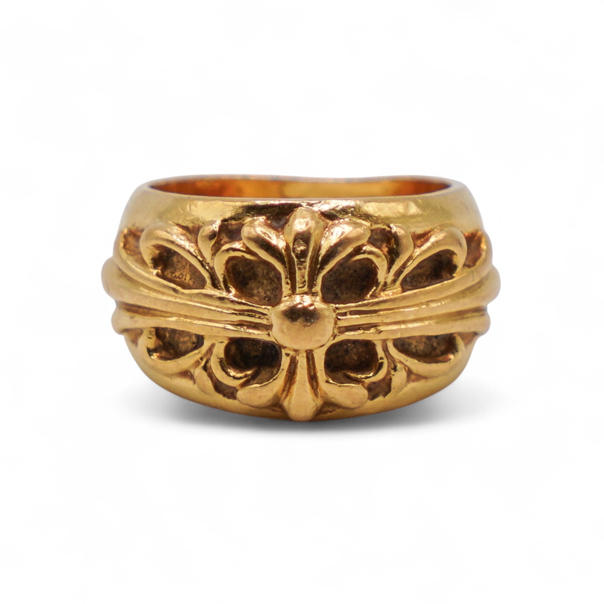 CHROME HEARTS クロムハーツ フローラル クロス リング GOLD 22K RING