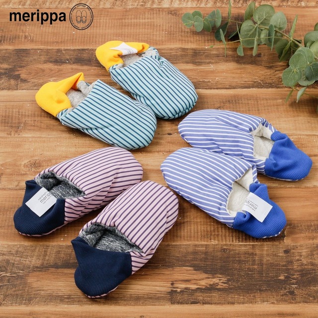 merippa メリッパ ルームシューズ スリッパ レディース メンズ リバーシブル ストライプ パイル 日本製 洗える かかと付き 脱げにくい ふわふわ かわいい おしゃれ ギフト プレゼント ピンク ブルー ターコイズ 202306MRP06/07/08 Mp009