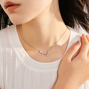 おしゃれ キラキラ リボン パール シルバー ネックレス