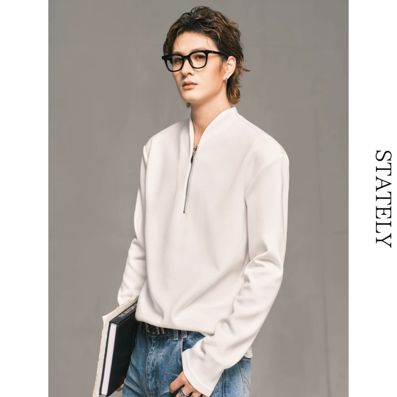 Half Zip モードトップス/2color_T225・画像2