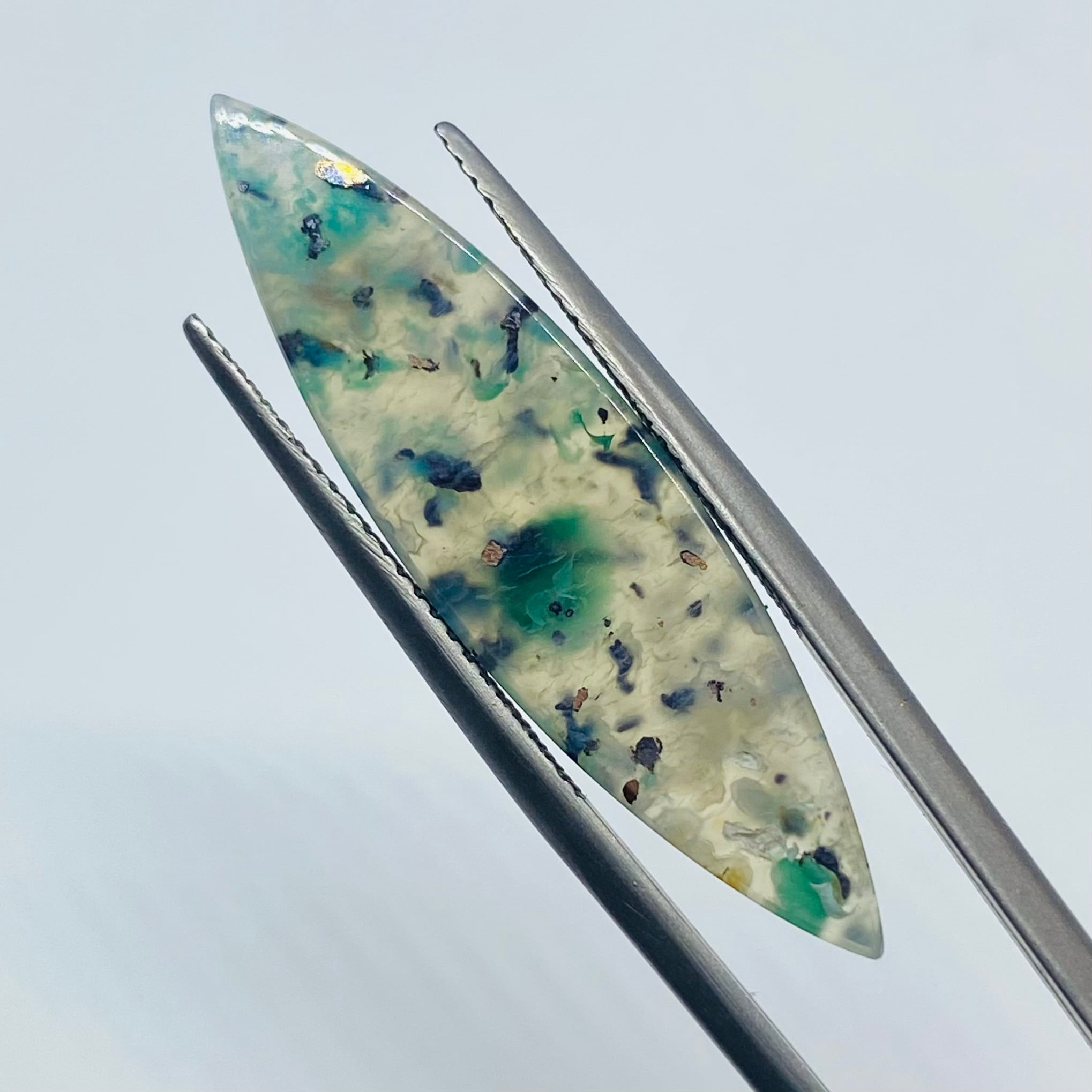 水中花　クリソコラ、自然銅入りアゲート