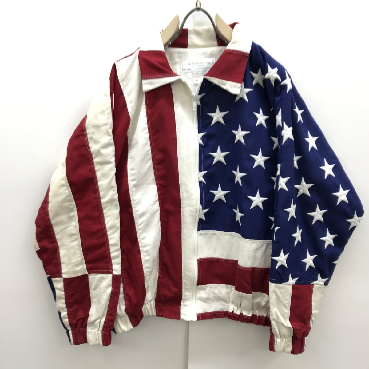 ハーフジップ 刺繍スウェット USA 星条旗 アメリカ 紺 ビッグサイズ