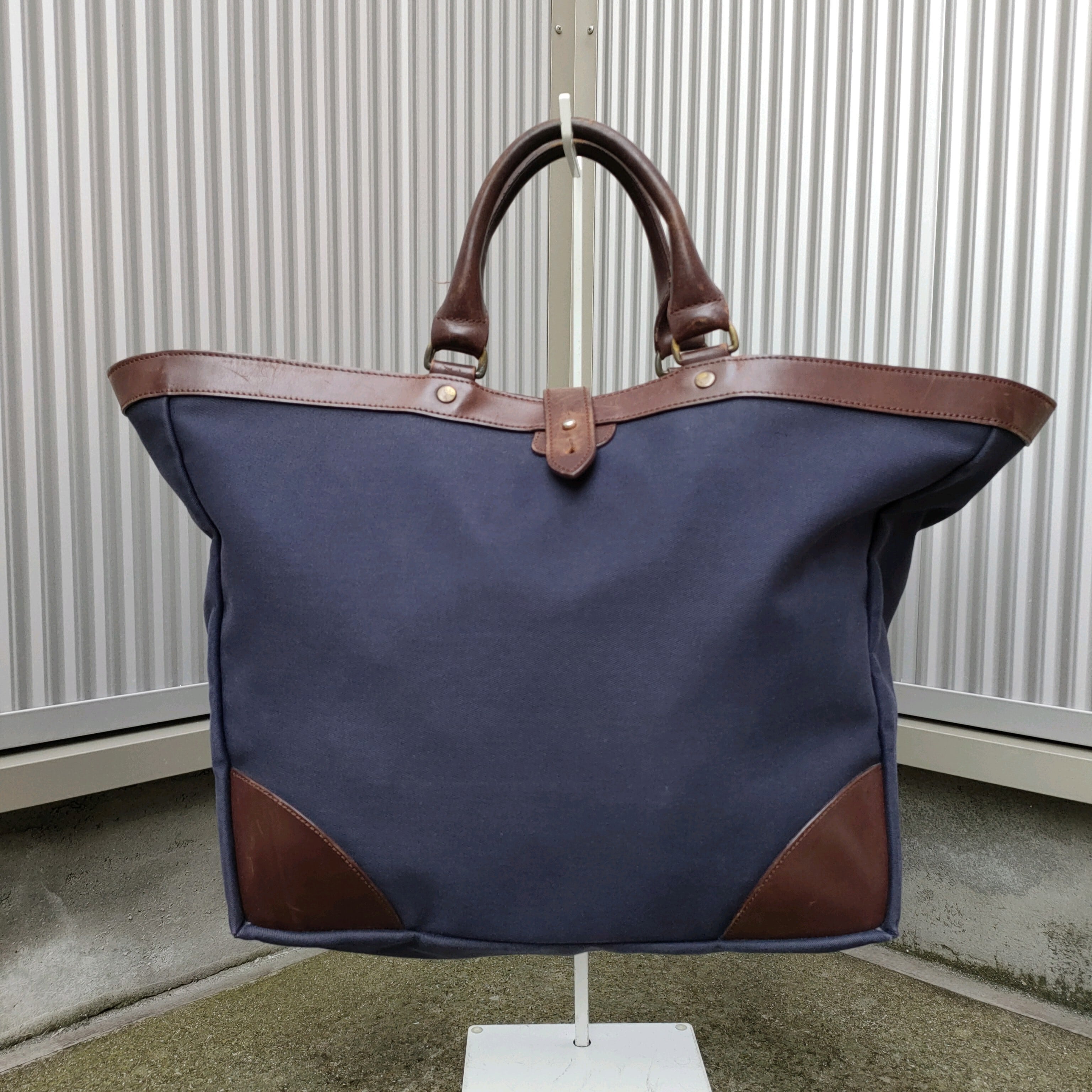 【希少】LONGCHAMP ハンドバッグ ネイビー カーキ ヴィンテージ