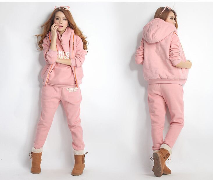 スウェット 上下３点セット 裏起毛 防寒 セットアップ レディース ジャージ ピンク
