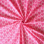 ブロックプリント生地【50cm単位】インド綿 ハート柄 ピンク #25810-PK1【再入荷】