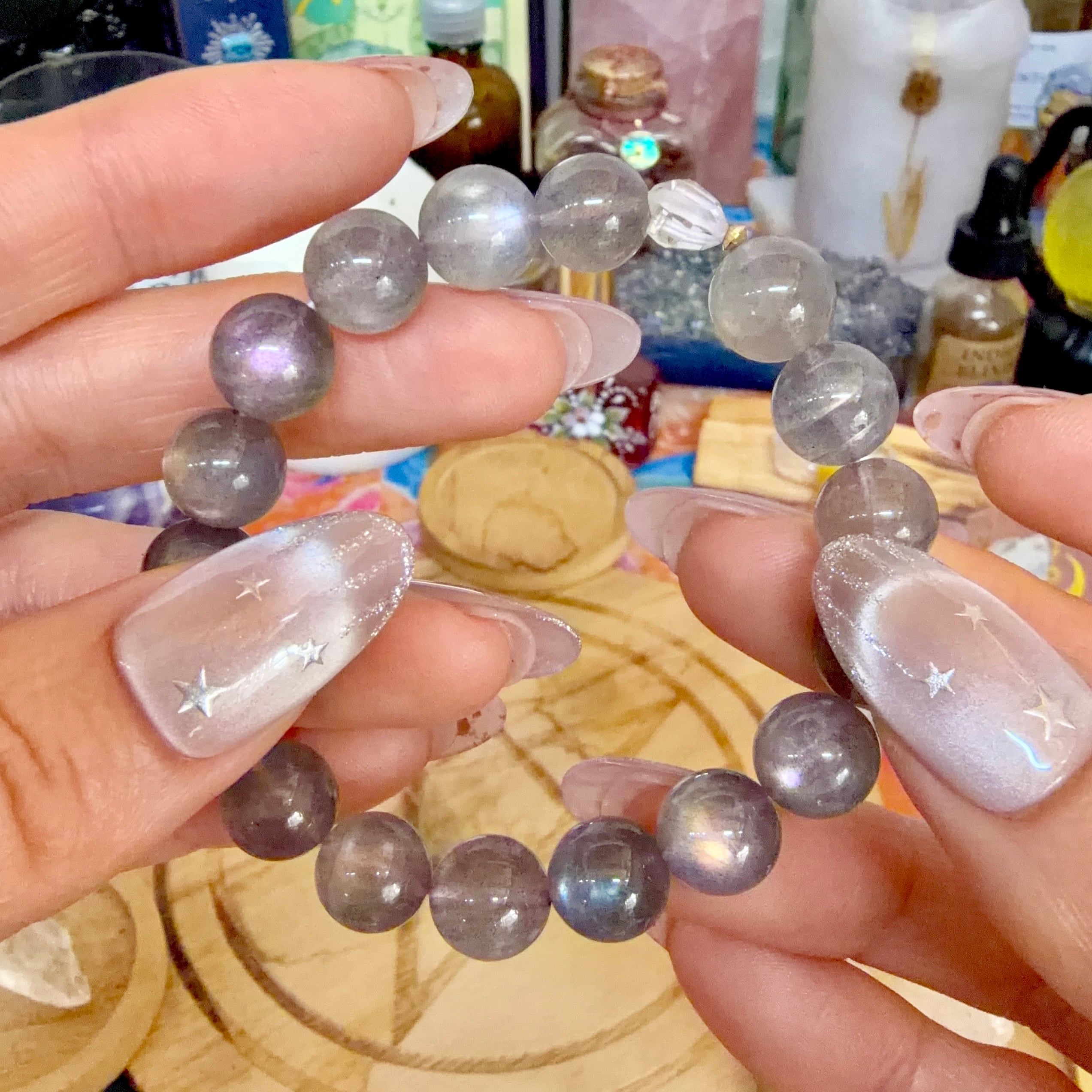 LUNA bracelet 〜 Cosmic Aura（ラブラドライト × クォーツ/水晶）18K