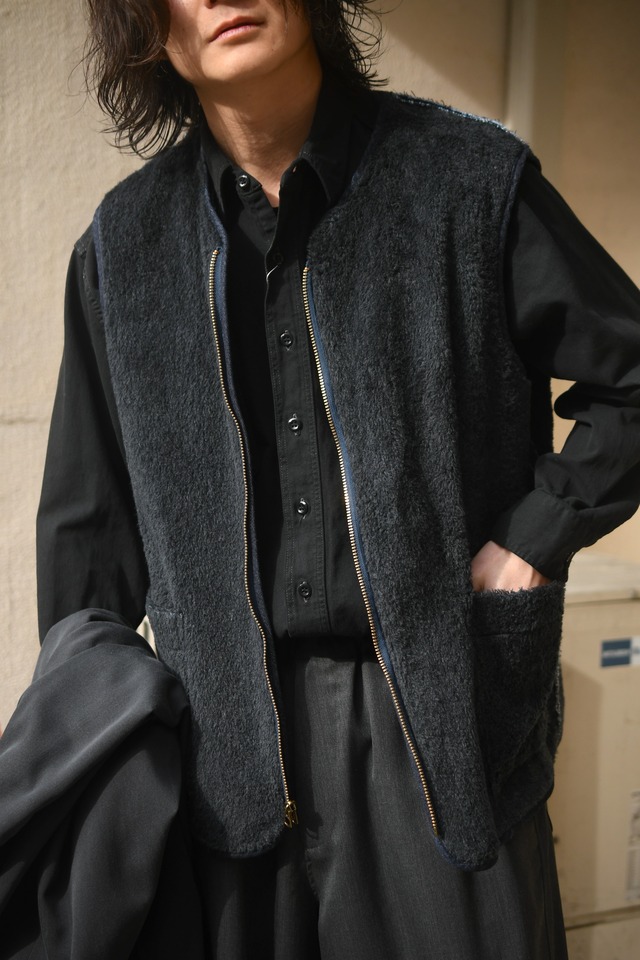 awasa / denim boa reversible vest (indigo×blue)